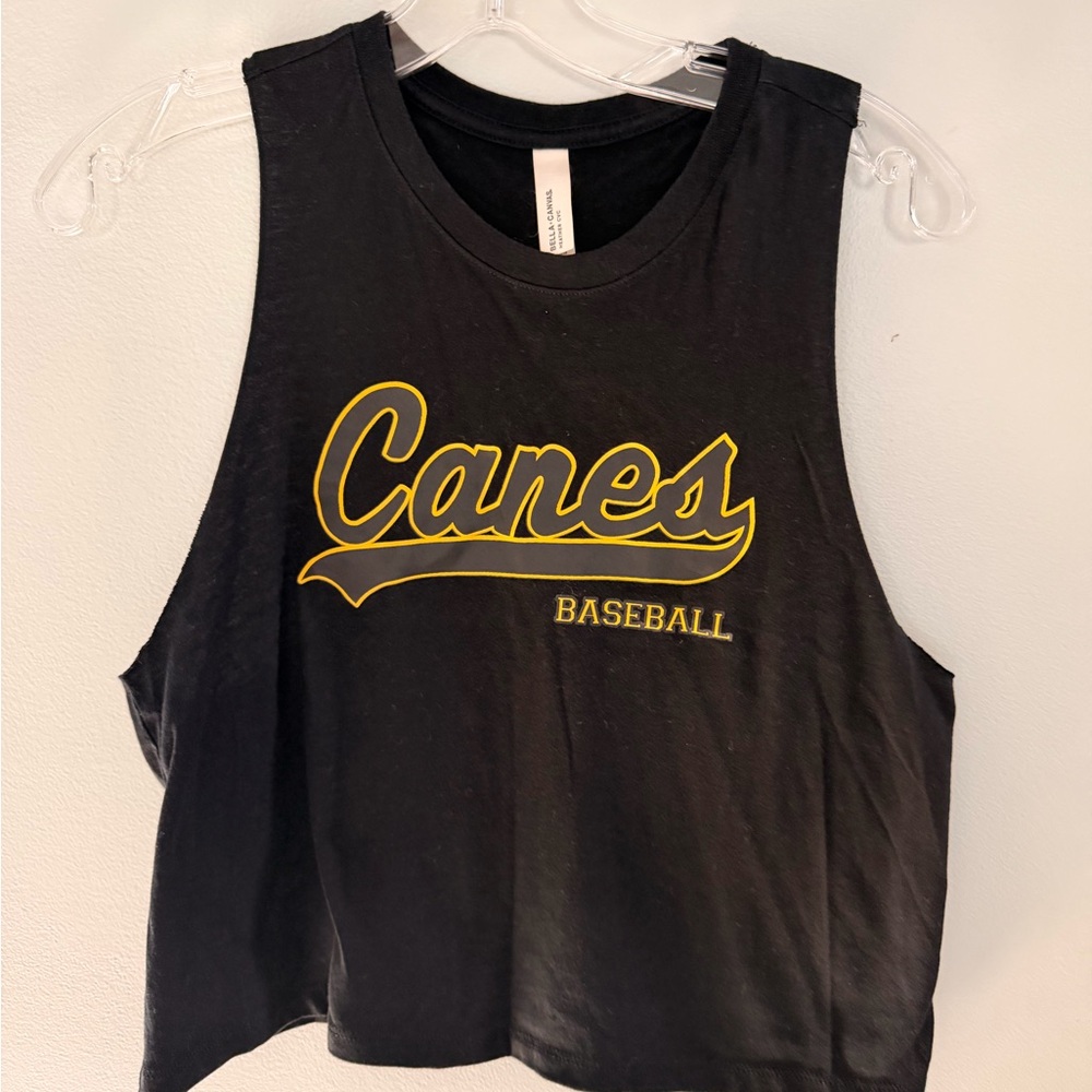 Bella Canvas Black Tank Top with Yellow "Canes Baseball" Script